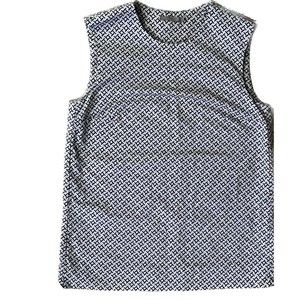 COS Top Women's Size Small Gray Black White Print Blouse Shirt Tunic Office Work